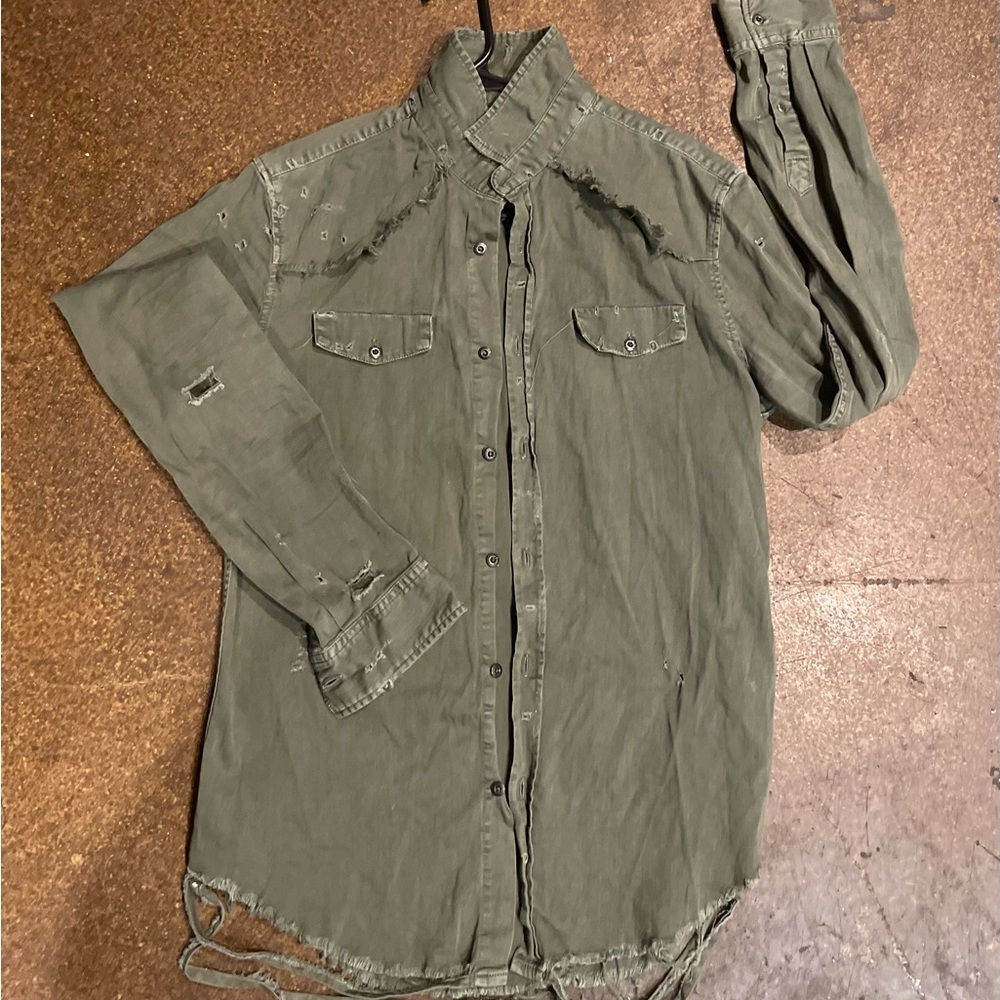Zara Men's Olive Green Casual Shirt Jacket